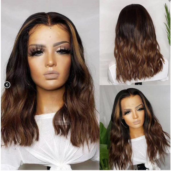 Look Natural Ombre Lace Wigs Highlight Brown Colored Human Hair Top HD Lace Pre Plucked