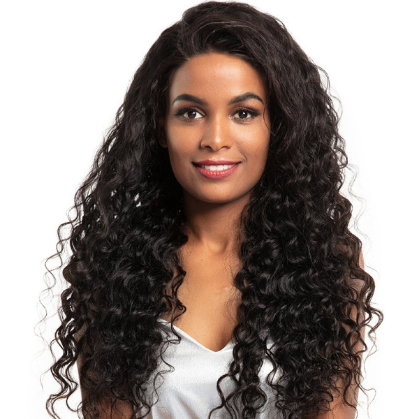 Glueless Brazilian Hair Natural Black Long Loose Wave 360 Wigs Pre Plucked