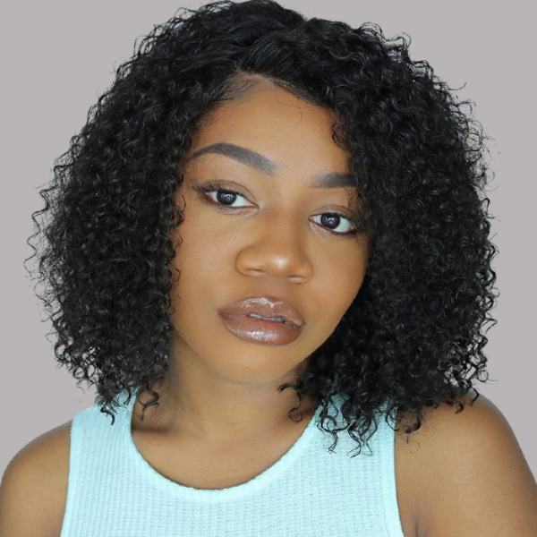 Curly Hair Short Natural Black HD Lace 360 Lace Frontal Wig Pre-Plucked Popular Brazilian Hair