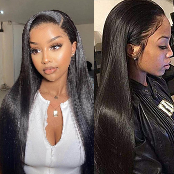 Pre-Plucked 150% Density Straight Human Hair Lace Wigs Remy Glueless T Part Indian Human Hair Look Natural T Part Wigs