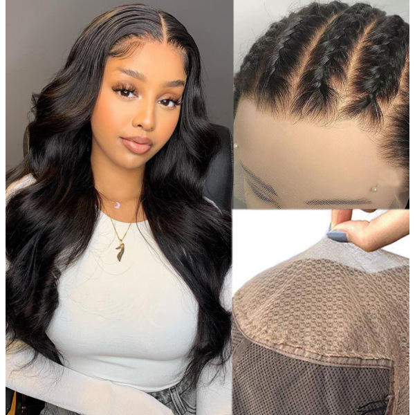 Invisible Knots Wig Bleached Knots Body Wave 13x6 Lace Front Human Hair Wigs Pre Plucked Fake Scalp Wig