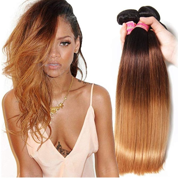 Brazilian Straight Hair Bundles Color T1B/4/27 Ombre 100% Remy Human Hair Weave 4 Bundles
