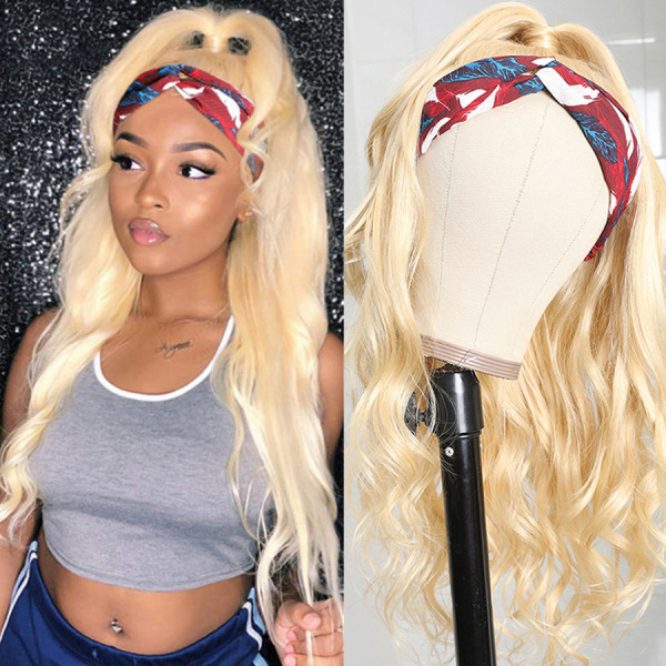 Blonde Headband Wig Body Wave 613 Brazilian Hair Wigs Affordable Ponytail Scarf Wig